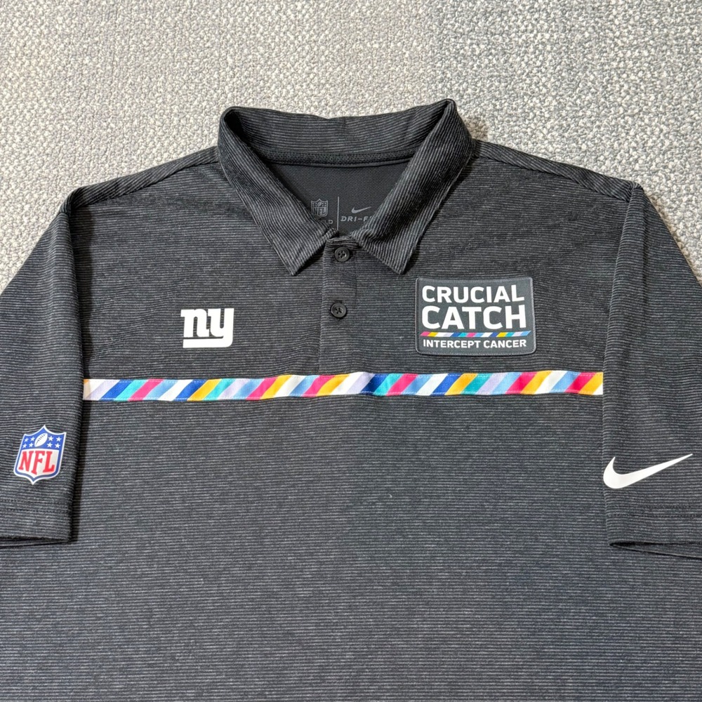 Nike New York Giants‎ Crucial Catch Cancer Sideline Dri-Fit Polo Shirt Large